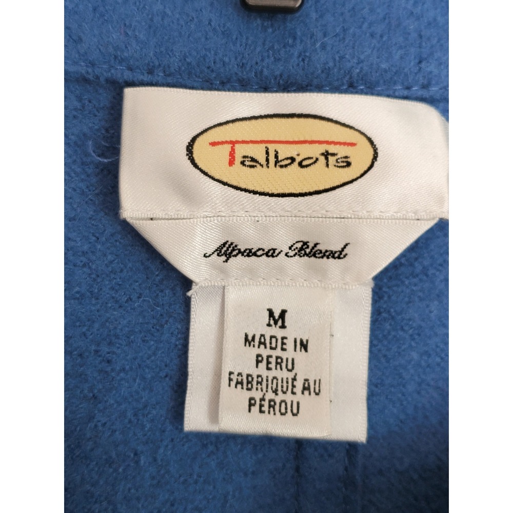 Talbots Jacket Blue Boiled Wool Alpaca Blend Button Front Peter Pan Collar Med - Picture 6 of 8